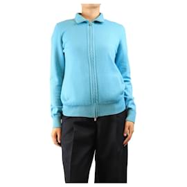 Loro Piana Blauer Kaschmir-Cardigan mit Reißverschluss - size UK 14