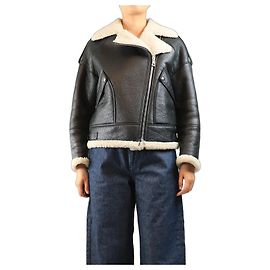 Yves Salomon Schwarze Bikerjacke aus Shearling - size UK 8