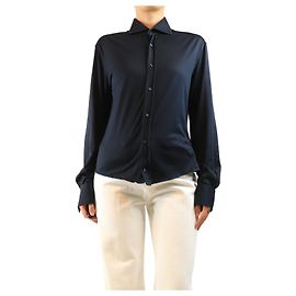 Brunello Cucinelli Slim Fit Hemd aus Seidenmischung in Navy - Größe M