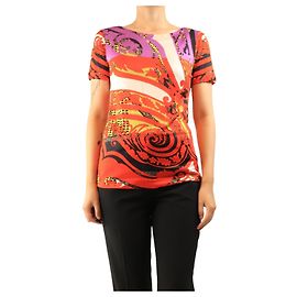 Etro Top de punto rojo con estampado all-over - size UK 10