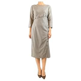 Alexander Mcqueen Vestido de espiga metalizado marrón - size UK 12