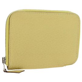 Hermès HERMES Coin Purse Taurillon Clemence Leather Yellow