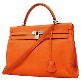 Hermès Hermes Kelly 35 Handtasche aus Chevre-Leder in Orange