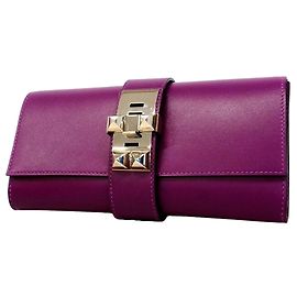 Hermès Clutch Hermes in pelle Violet Tadelakt