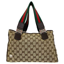Borsa Tote GUCCI Sherry Line in tela GG Logo e pelle