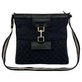 Borsa a tracolla in pelle e tela con motivo GG Logo Gucci