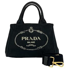 Mini borsa tote/a tracolla Prada Canapa in tela con stampa logo