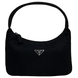 Mini borsa pochette in nylon Tessuto con placca logo triangolare Prada