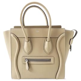 Céline Celine Beige Micro Drummed Calfskin Luggage Tote