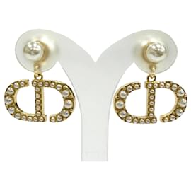 Dior Gold vergoldete Tribales Ohrringe mit Kunstperlen und Stecker