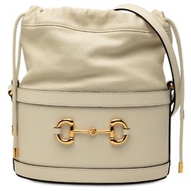 Bolsa Bucket Gucci Horsebit 1955 em couro de bezerro branco