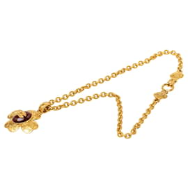 Collana con pendente a trifoglio Gripoix placcato oro Chanel Gold CC