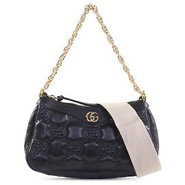 Bolsa Satchel Gucci GG Matelassé Pequena em Couro Preto
