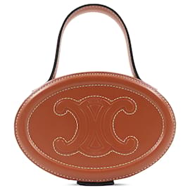 Céline Borsa a mano ovale Celine in pelle di vitello marrone Cuir Triomphe