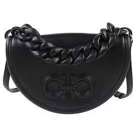 Salvatore Ferragamo Borsa Aura Crescent Ferragamo in vitello nero