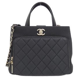 Borsa Chanel 93750 Nera e Bordeaux in pelle di vitello