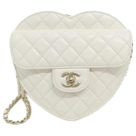 Chanel AS5764 Schultertasche aus weißem Leder