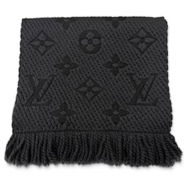Stola sfrangiata Logomania in lana e seta Anthracite Monogram Louis Vuitton