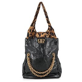 Borsa a tracolla con catena Balenciaga in nero e marrone