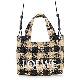 Loewe Font Tote Mini Handtasche aus Raffia