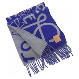 Sciarpa Loewe in cashmere blu navy e grigio