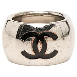 Anello Chanel Coco Mark in metallo argentato