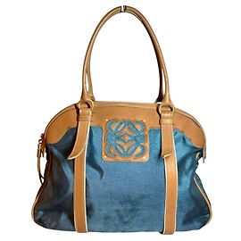 Loewe Anagram Handtasche blau aus Leder und Nylon