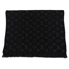 Stola in lana Monogram con frange nera Louis Vuitton