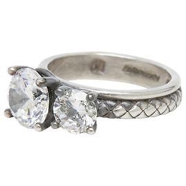 Bottega Veneta Intrecciato Bandring aus Silber