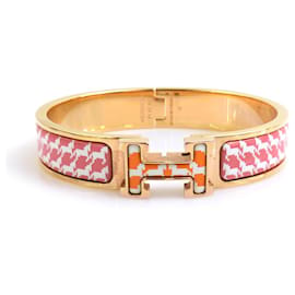Hermès Hermes HERMES Bracciale Rigido Click H Metallo Smalto Arancione Oro