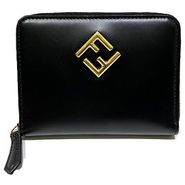 Fendi Bi-fold Geldbörse aus schwarzem Kalbsleder
