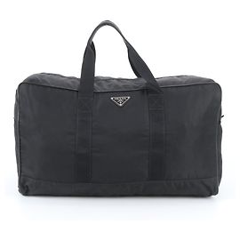 Borsa Boston Tote Prada in nylon Tessuto con logo triangolare in pelle