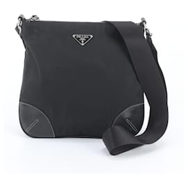 Sac à épaule en cuir et nylon Tessuto avec logo triangle Prada