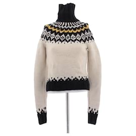Céline Camisola de gola alta creme e azul marinho