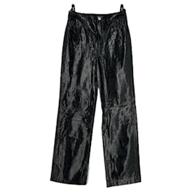 Rotate Pantalones negros efecto cuero