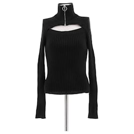 Msgm Schwarzer Wollpullover mit Reißverschluss