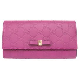 Portafoglio lungo viola con motivo nastro Gucci Guccissima