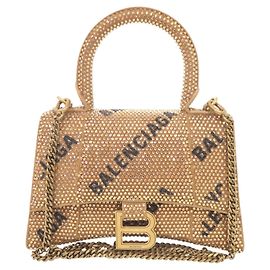Borsa Balenciaga Hourglass XS in camoscio e strass