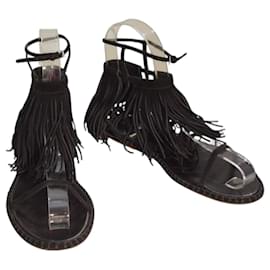Miu Miu Sandali Bassi Gladiatore in Camoscio Nero