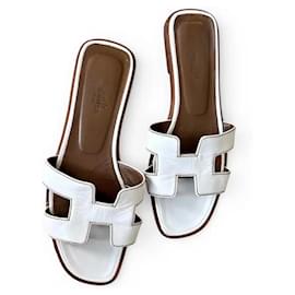 Sandali in pelle bianca Hermès