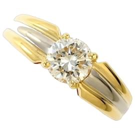 Autre Marque Ehering aus PT900 Platin und 18K Gelbgold mit Diamant