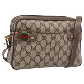 Borsa GUCCI GG Supreme Web Sherry Line PVC Beige Gold 93 02 049 Auth 199656