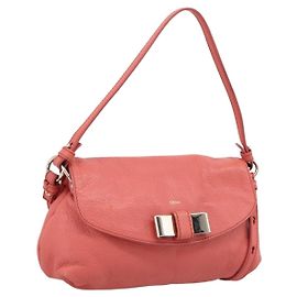 Chloé Bolso Chloe Lily de cuero 2way Rosa Oro Auth 200938A