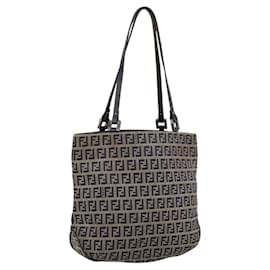Borsa a mano FENDI Zucchino Canvas Navy Silver Auth BA15304