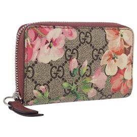 Monedero GUCCI GG Supreme Blooms PVC Beige Silver 421310 Auth 197853M