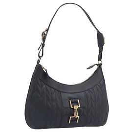 GUCCI Jackie Shoulder Bag Leather Black Gold 001 4128 Auth 197798V