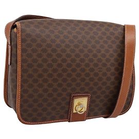 Céline Borsa a tracolla CELINE Macadam Canvas PVC Leather Brown Gold Auth 200945