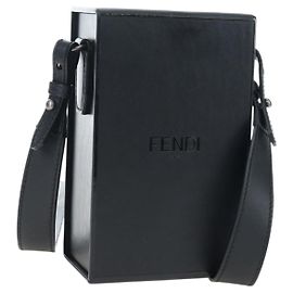 Borsa a Tracolla Box FENDI Pelle Nero Argento Auth 196687M