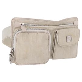 Christian Dior Trotter Canvas Gürteltasche Nylon Weiß Silber Auth ka5837A