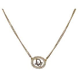 Colar Christian Dior metal Gold Tone Auth 193448M